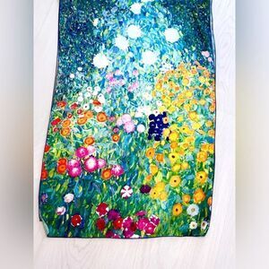 Vintage Gustav Klimpt flower garden  scarf brilliant rectangle polyester